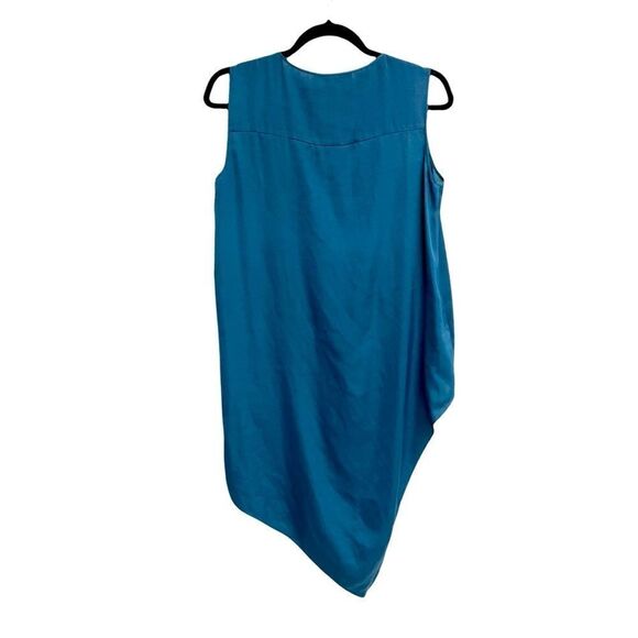 BCBGMAXAZRIA Sleeveless V-Neck High-Low Draped Asymmetrical Blouse S - Picture 2 of 6